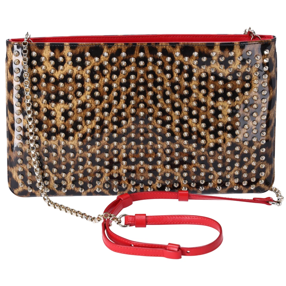Bolso de Hombro Christian Louboutin Loubiposh Marrón Claro PVC Leopardo Foto 3 de 4