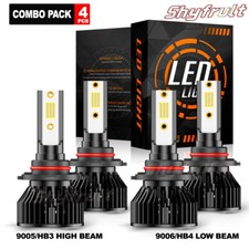 9005 9006 LED Headlights Kit Combo Bulbs High Low Beam Super White Bright