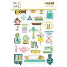 Simple Stories Sticker Book Flea Market Vintage Home Decor Alphabet Tags Sayings