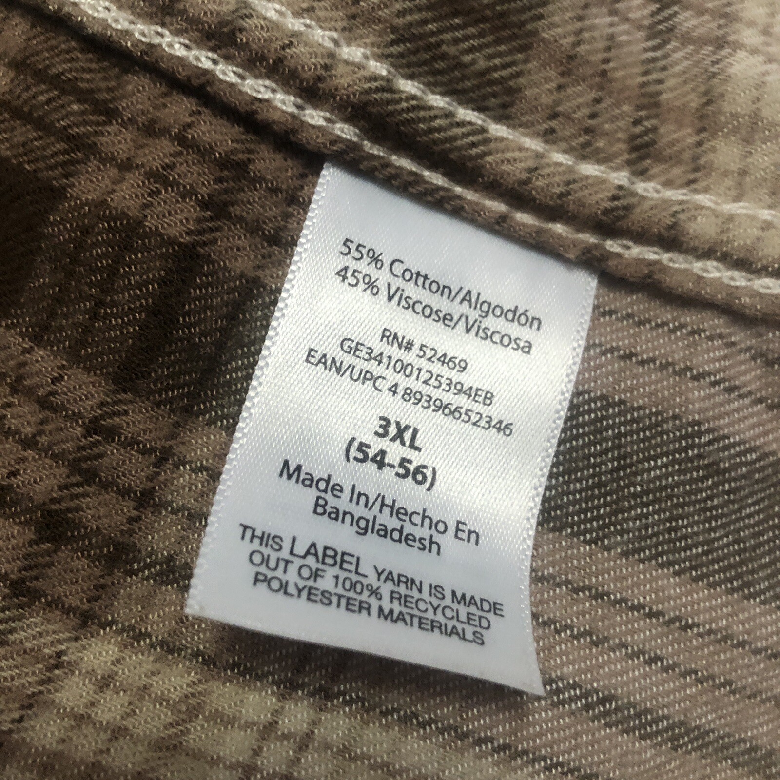 Mens GEOGRE Button Down Double Pockets Plaid Light Flannel Shirt Size 3XL(54-56)