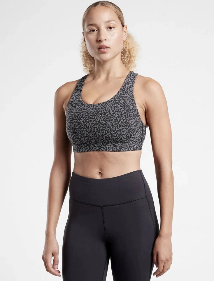 Athleta Ultimate Textured Sports Bra Black and Gray Size Small