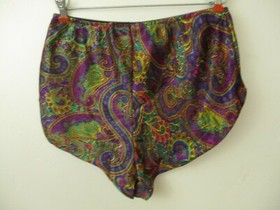 Vintage lingerie panties high waist house shorts paisley 80s L