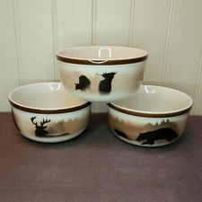 3 Big Sky Carvers High Country Harmony Stoneware Collection 5.75” Soup Bowl 2002