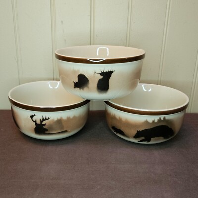 3 Big Sky Carvers High Country Harmony Stoneware Collection 5.75  Soup Bowl 2002