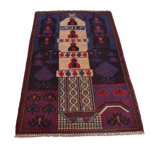 Artistry Handmade 100% Wool Tribal Afghan Area Knotted Rug 2'10"x4'7" ft -B16209 - Picture 2 of 8