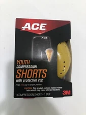 Ace 3M Youth Compression Shorts with Protective Cup for Sports Football Baseball