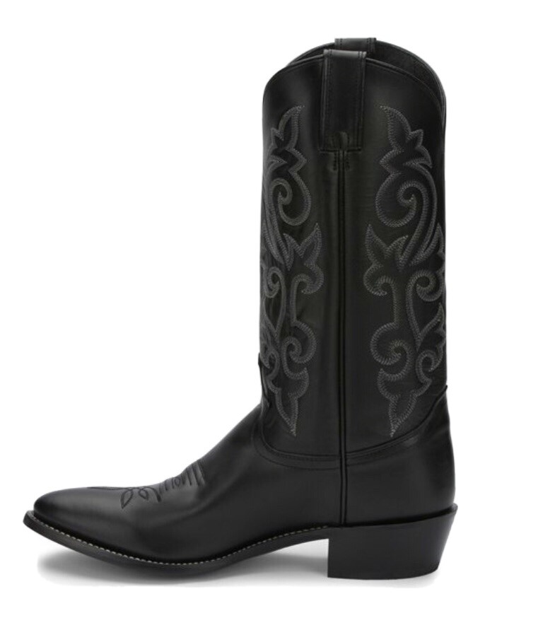 Justin "Buck Black" Leather Cowboy Western Boots Me… Gem