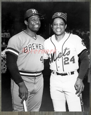 MLB Hank Aaron Milwaukee Brewers Willie Mays New York Mets 8 X 10 Photo Picture