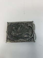 Vtg 1984 Bergamot Brass Works Bird Hunting Pewter Belt Buckle Y-149 Made In USA