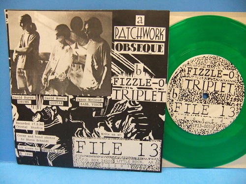 Hatful Day Patchwork Obseque / Fizzle-O Triplet 1990 7" Single Green Vinyl Punk - Bild 3 von 4