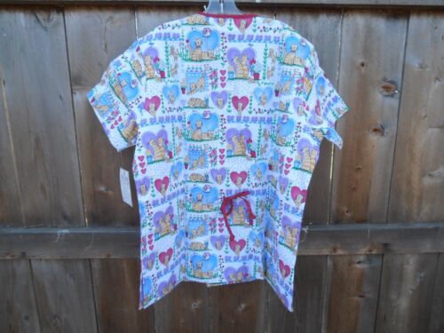New Adar Scrub Uniform Top Womens Size XL Cats Blue Purple Style #1608 Mock Wrap - Picture 8 of 12