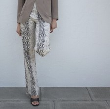 Zara Wide Leg Women  s High Waist Snake Skin Print Jeans