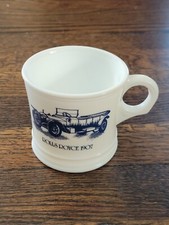 Vintage Surrey White Milk Glass Shaving Mug Cup Rolls Royce 1907 Mens Grooming