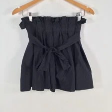 Museum womens skirt size 1 aus 8 black flare mini belted viscose 072869