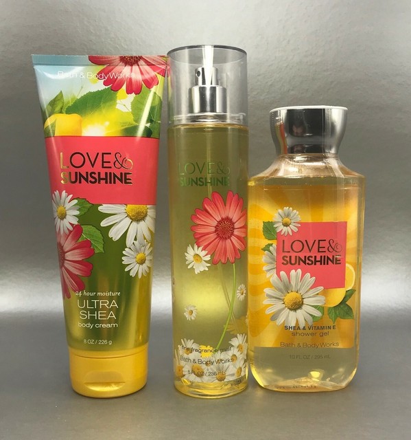 3 Piece Bath and Body Works LOVE SUNSHINE Gel Cream Mist FULL SIZE eBay