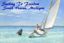 Sailing to Freedom South Haven Michigan Sailboat Vintage Poster Repro FREE S/H
