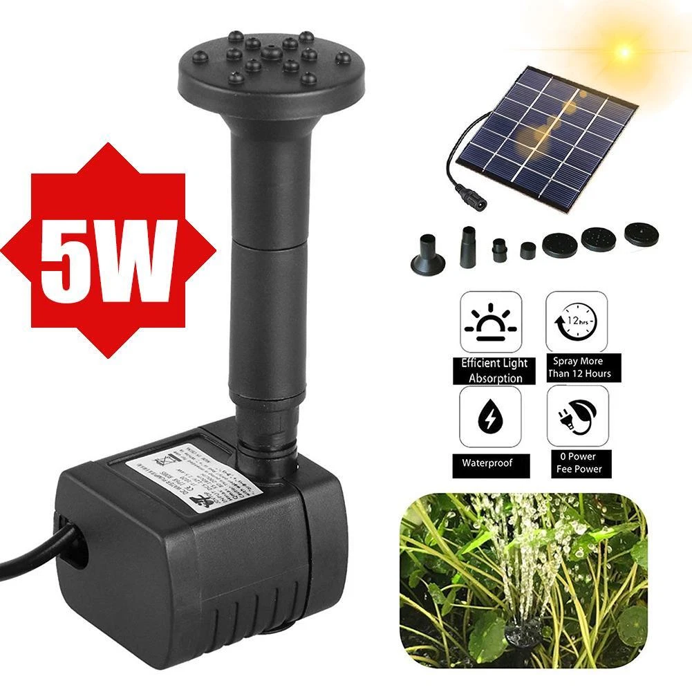 3w Solar Water Pump with 6 Nozzles Fountain Pump Hydroponics Submersible  Pump De | eBay