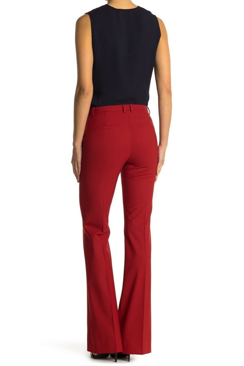 NWT Theory Demitria 4 Stretch Wool Suit Pants, Crimson Melange, sz 8, MSRP  $295