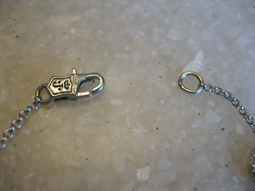 JUICY COUTURE Silver Tone Bracelet w/ Tiny Crystal Studded Links & Box - Picture 6 of 11