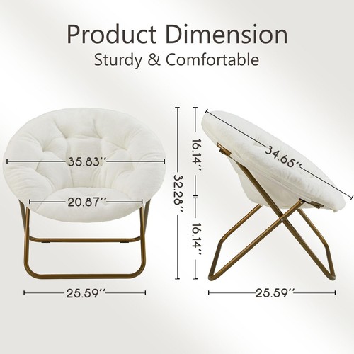 Sweetcrispy Cozy Saucer Chairs Faux Fur Living Room Reading Lounge Furniture ... - Picture 5 of 6