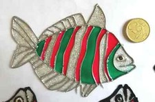 Kolor okna, 1 x bardzo ładna ryba, zielono-czerwony obraz okna, dekoracja łazienki (3.0)