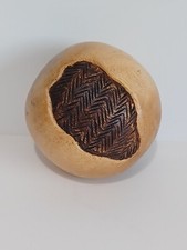 6" Hand Crafted Decorative Wooden Ball Table Basket Bowl Decor Made In India