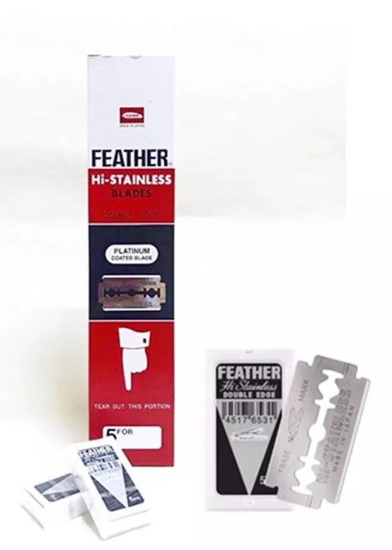 Feather Double Edge Safety Razor Shaving 2 Sided Blades 100 Count