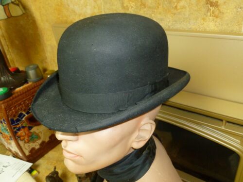 Vintage Black Bowler Derby Hat Paul T Carroll San Francisco Sz 7 - 22" Circum. - Picture 2 of 12