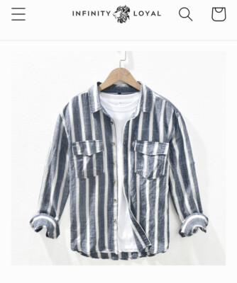 Men s Infinity Loyal Jack Washington Striped Cotton Shirt   Navy Blue   XL 