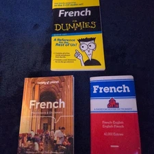 Books on the French Language, Lot of 3, Phrase Book, Pocket Reference - Lonely P