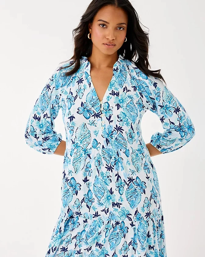 Nuevo con etiquetas Maxi Vestido Lilly Pulitzer Malone Manga 3/4 Color: Blanco Resort, Elige Talla Foto 3 de 4