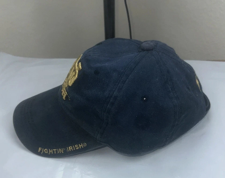1990’s Notre Dame Vintage Starter Slouch Hat Blue Adjustable Strap - Image 3 of 4