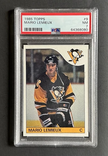 1985 Topps Mario Lemieux #9 Rookie RC Penguins HOF PSA 7 NM