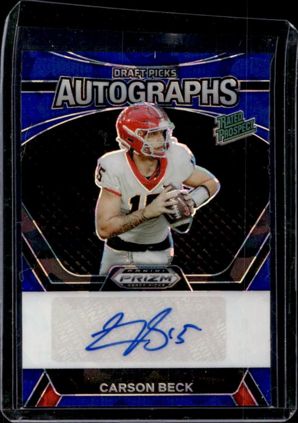 2024 Panini Prizm Collegiate Draft Picks Carson Beck Pick Auto Blue Ice RC #/75