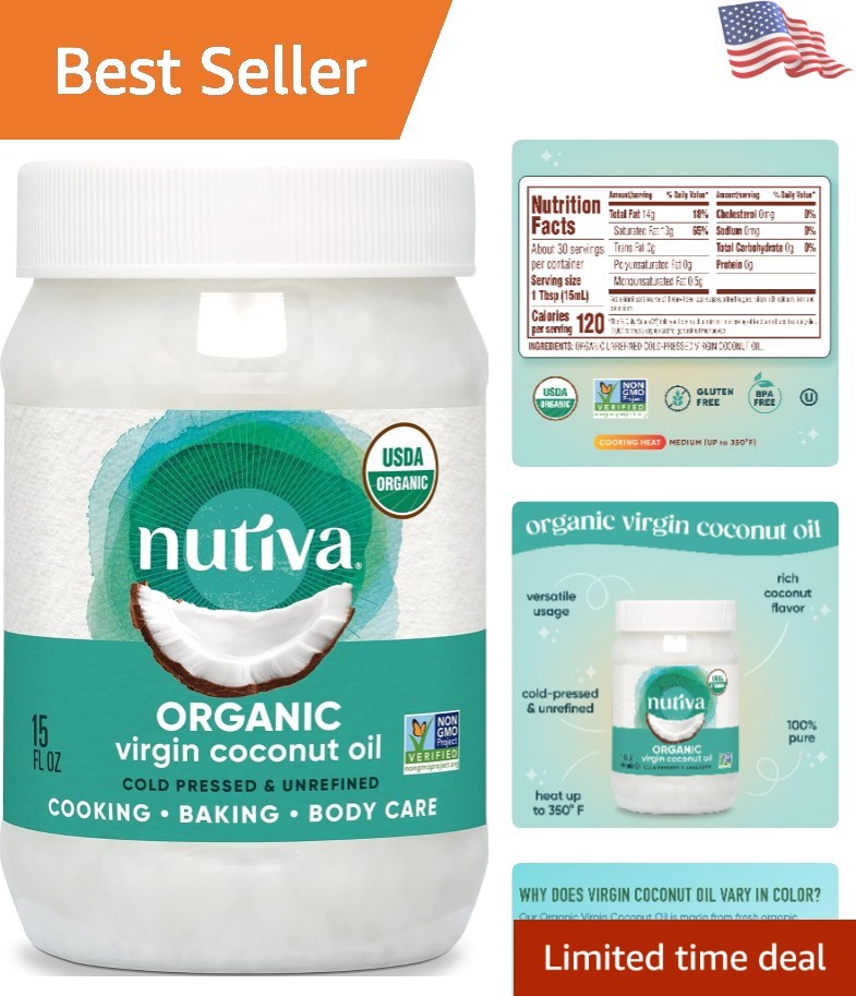 Cold-Pressed 15oz Virgin Coconut Oil – Ideal for Health & Beauty Regimens