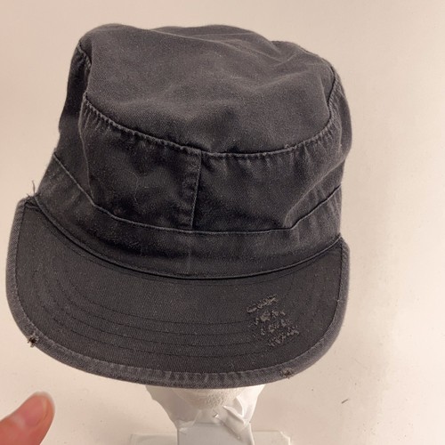 Black cotton polyester blend size 7 combat cap factory distressed Rothco - Picture 2 of 8