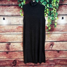 Vintage 90s Y2K Maxi Dress Gray Sleeveless Stretch Knit Turtleneck Sweater Sz 2X
