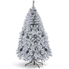 7FT Snow Flocked Artificial Christmas Tree w/1000 Tips Metal Stand Xmas Holiday