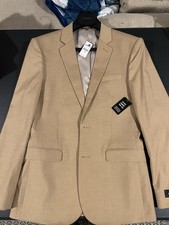 Express Men s Tan Slim Fit Suit Jacket Blazer 36R Modern Khaki Beige Sport Coat