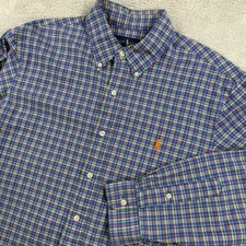 Polo Ralph Lauren Shirt Mens Large Blue Plaid Long Sleeve Button Down Pony