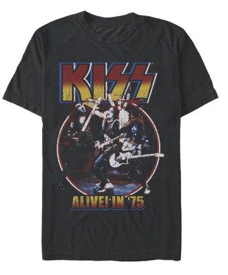 New KISS Alive in 75 Black Mens Graphic Black Rock and Roll T-Shirt Size Small