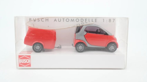 Busch H0 48944 Smart Fortwo con remolque transparente | Condition: Gebraucht