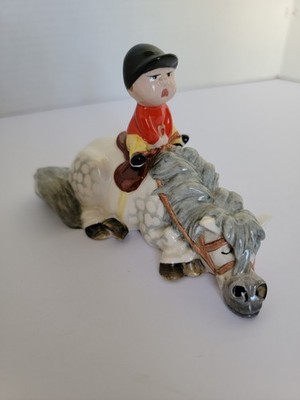 John Beswick England Norman Thelwell ''Kick Start'' Porcelain Horse & Jockey 1982