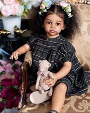 30inch Lifelike Reborn Baby Doll Rooted Curly Hair Toddler Girl Painted Toy Gift