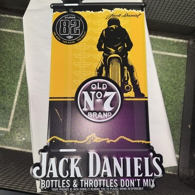 Jack Daniels Tennessee Whiskey Premium Tin Metal Tacker Sign Sturgis 82 Harley