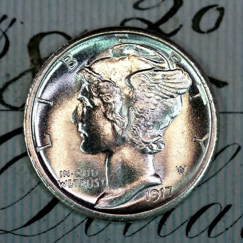 * 1917-S FSB * PRISTINE+ GEM BU MS MERCURY SILVER DIME *FROM ORIGINAL COLLECTION