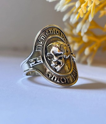 Memento Mori Skull Ring 925 Sterling Silver Gothic Statement Jewelry Gift