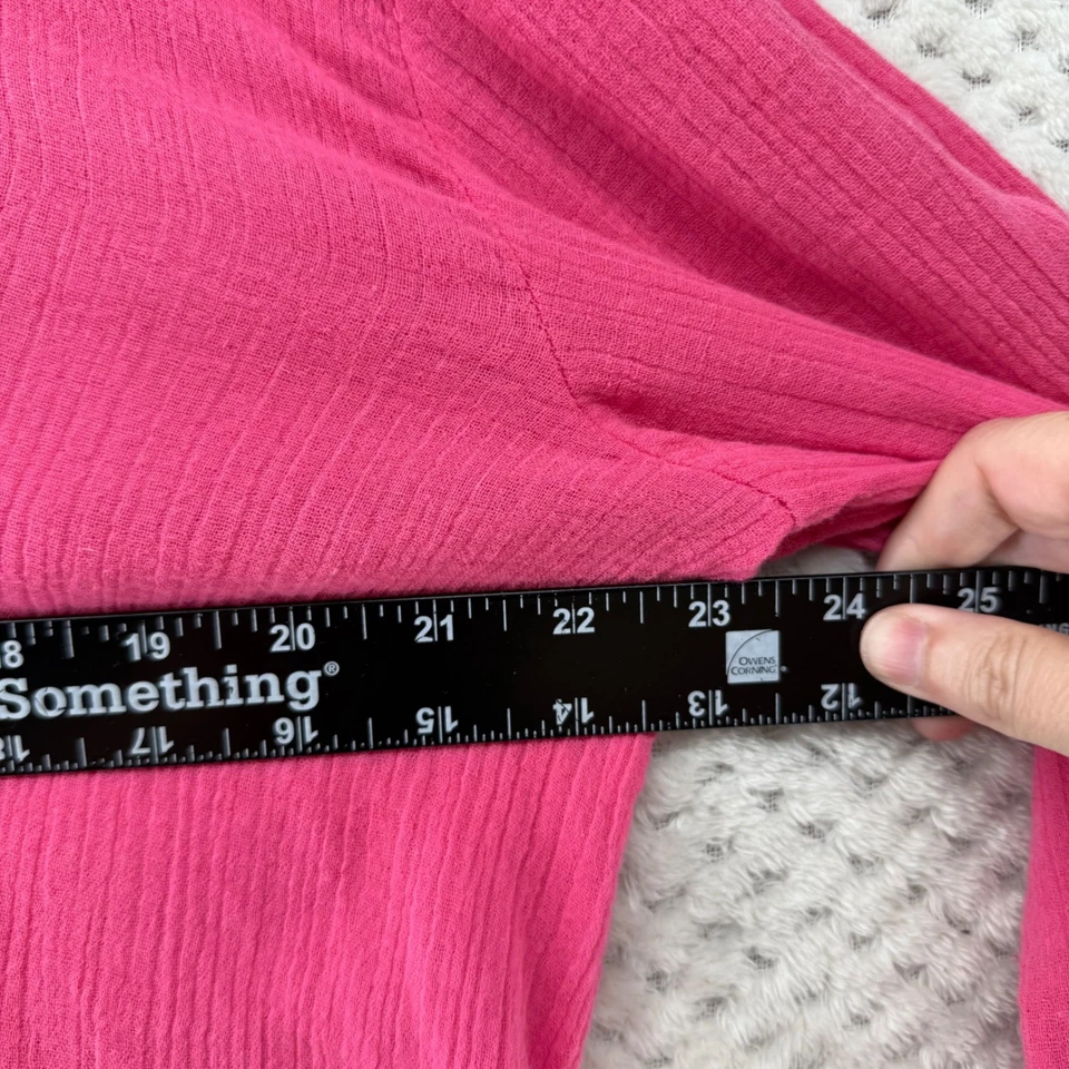 SOBRE Túnica de Encubrimiento Bordada Coral Bordado Pom Ribete Rosa Playa Top M Foto 3 de 4