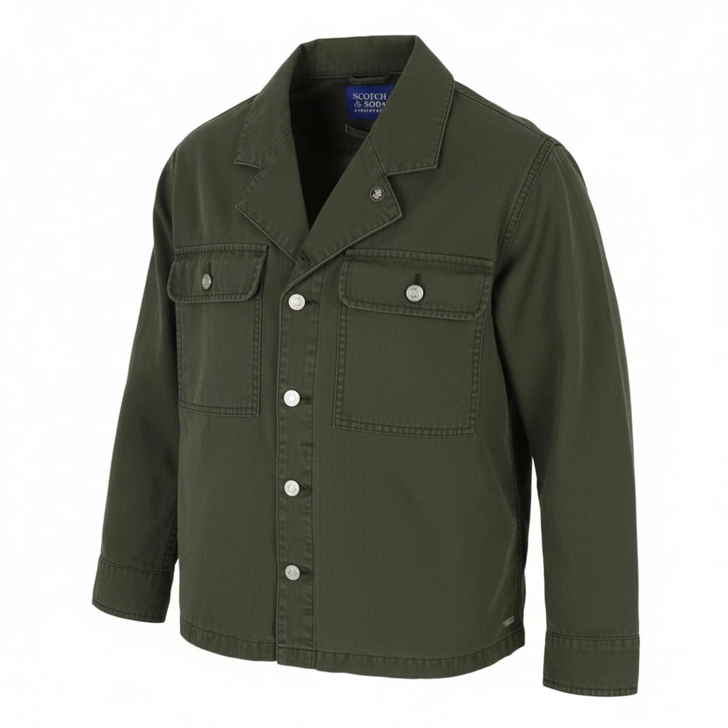 SCOTCH & SODA Men's Jacket M Dark Green Button-Up Oversized Unisex Lightweight - product detail image 1