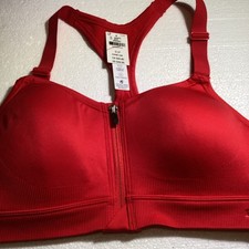 PINK Red Zip Front Racerback High Support Wireless Sports Bra S/P Molded